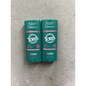 2 Pack Tom's of Maine Rose Vanilla Aluminum Free Natural Deodorant 3.25 Oz‎